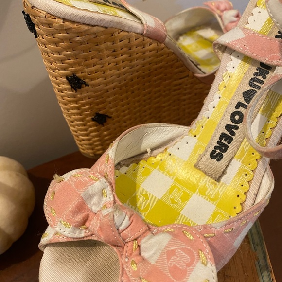Harajuku Lovers Picnic Gingham Platforms RARE size 7 - Picture 4 of 5